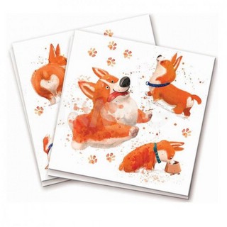 Салфетки 'С Днем Рождения! Корги', 33х33 см, 12шт