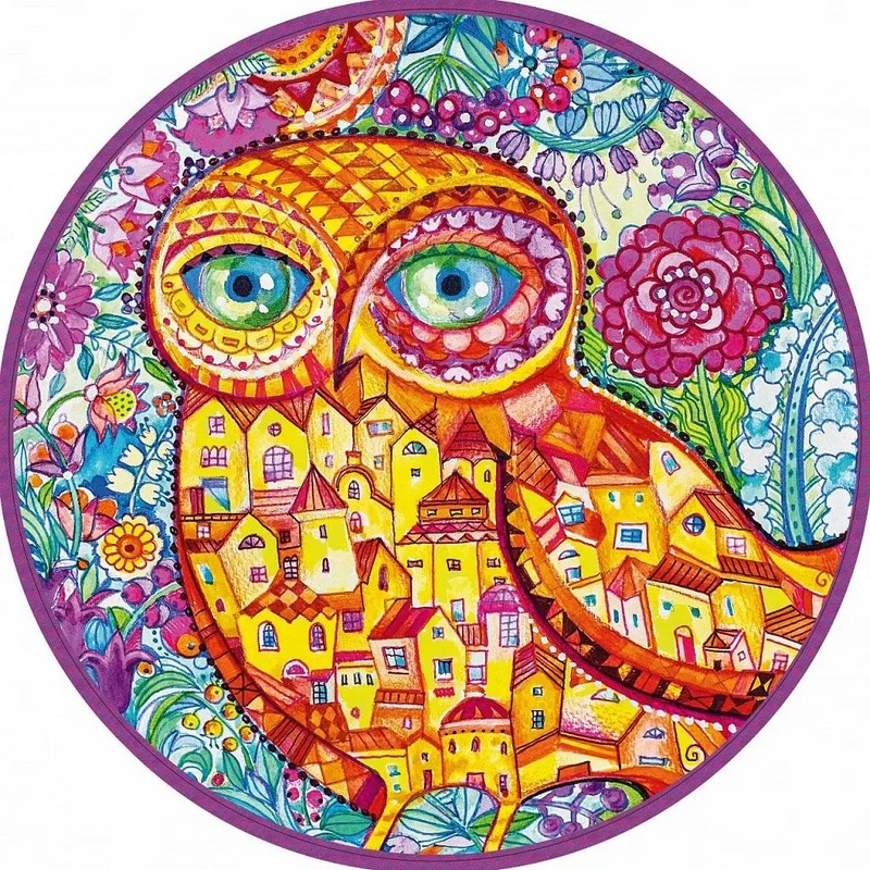 Пазл круглый 'Дивная сова' 500 элементов