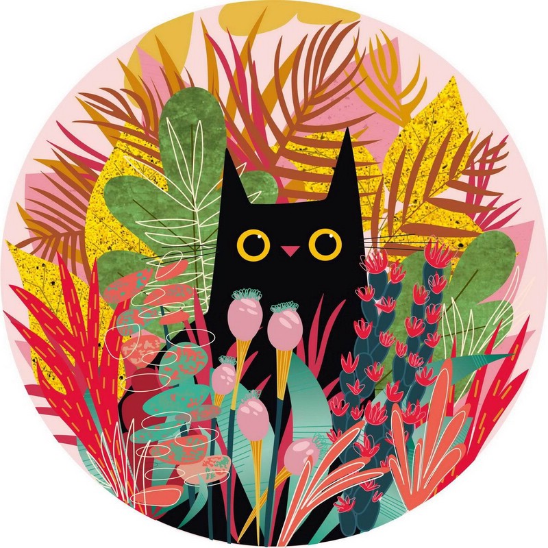 Пазл круглый 'Черный кот' 500 элементов