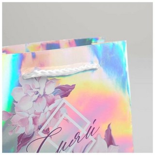 Пакет подарочный голографический «Сияй», 12 x 15 x 5,5 см 3