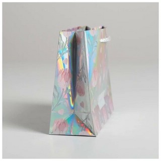 Пакет подарочный голографический «Happy», 15 x 12 x 5,5 см 2