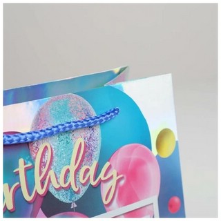 Пакет подарочный голографический 'Birthday Present', 23 x 10 x 18 см 3