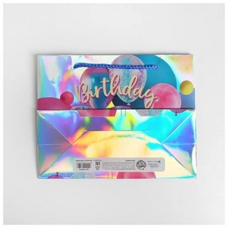 Пакет подарочный голографический 'Birthday Present', 23 x 10 x 18 см 4