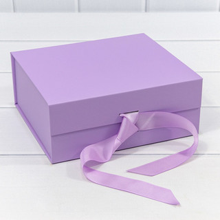 Коробка прямоугольная 20х18х8 см, складная на магнитах, сиреневый 1