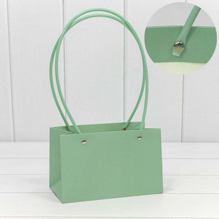 Пакет подарочный 'Ваза для цветов' 19х12х10 см, бледно-зелёный
