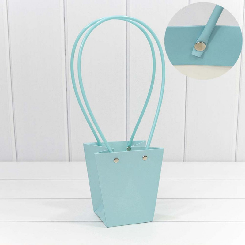 Пакет подарочный 'Ваза для цветов' 12х12х8 см, голубой