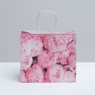 Пакет подарочный крафтовый «Пионы», 25 x 22 x 12 см 2