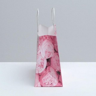 Пакет подарочный крафтовый «Пионы», 25 x 22 x 12 см 3