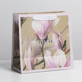 Пакет крафтовый квадратный «Love», 22 x 22 x 11 см 2