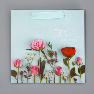 Пакет крафтовый квадратный «Нежные чувства», 22 x 22 x 11 см 6