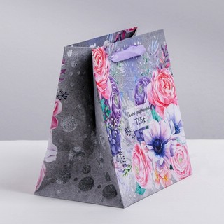 Пакет крафтовый квадратный «Цветочный вихрь», 30 x 30 x 12 см 2