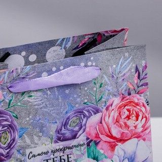 Пакет крафтовый квадратный «Цветочный вихрь», 30 x 30 x 12 см 3