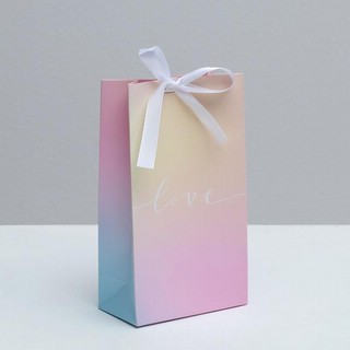 Пакет подарочный с лентой «Love», 13 x 23 x 7 см