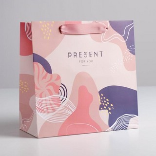 Пакет ламинированный квадратный Present for you, 22 x 22 x 11 см