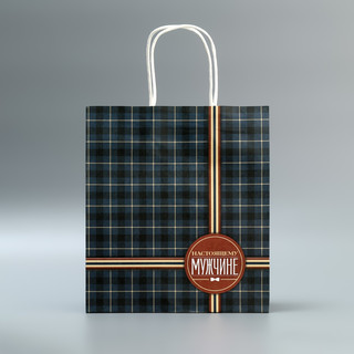 Пакет подарочный крафтовый «Клетка», 22 х 25 х 12 см 2