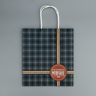 Пакет подарочный крафтовый «Клетка», 22 х 25 х 12 см 6