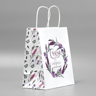 Пакет подарочный крафтовый «Счастья»,цветы, 22 х 25 х 12 см 3