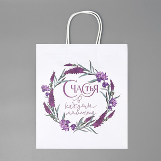 Пакет подарочный крафтовый «Счастья»,цветы, 22 х 25 х 12 см 6