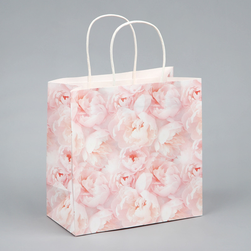 Пакет подарочный «Цветы», 22 х 22 х 11 см