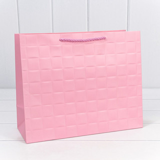 Пакет подарочный 'Квадраты' 32х26х13 см, розовый