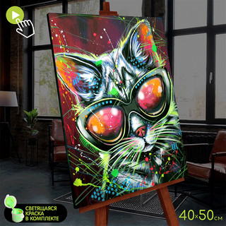 Картина по номерам со светящейся краской Стильный кот, 40х50 см, Molly, FHR0582
