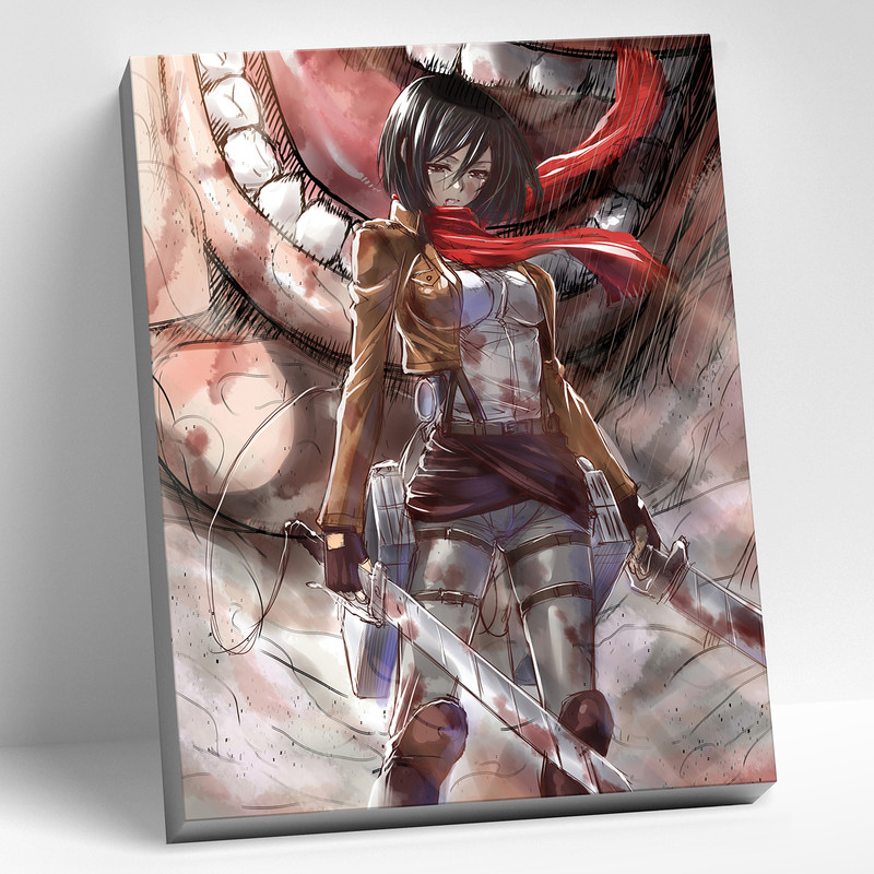 Картина по номерам Атака титанов Микаса, 40х50 см, Molly HR0420