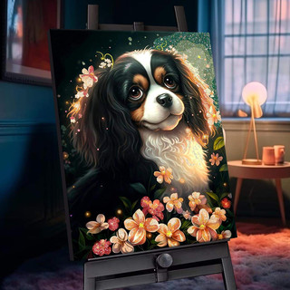 Картина по номерам с кристаллами из хрусталя Чарльз спаниель....