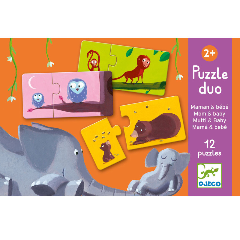 Набор дуо-пазлов Djeco «Мама и малыш», 12 шт
