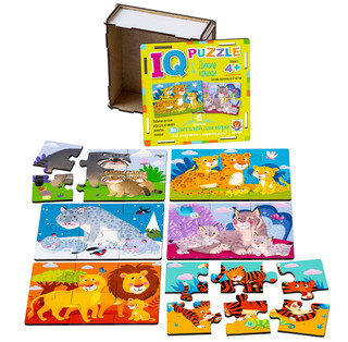 Дикие кошки. IQ Пазл деревянный, 3+ 3