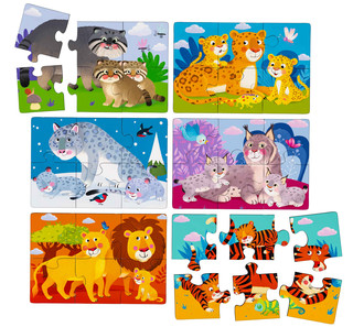 Дикие кошки. IQ Пазл деревянный, 3+ 2
