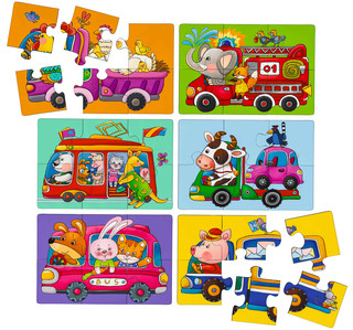 Зверята на машинках. IQ Пазл деревянный, 4+ 2