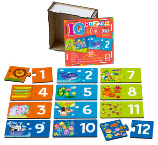 IQ Пазл деревянный. Счёт 3+ 3