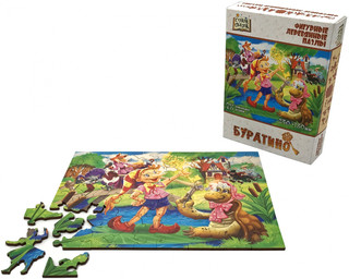 Фигурный деревяный пазл Буратино, 78 деталей 2