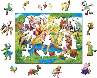 Фигурный деревяный пазл Буратино, 78 деталей 3