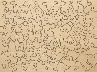 Фигурный деревяный пазл Буратино, 78 деталей 4