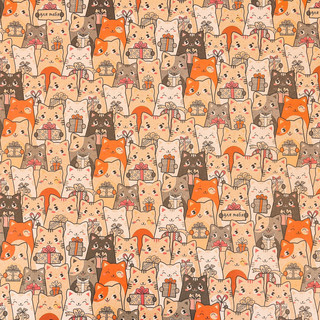 Бумага упаковочная крафтовая «Котики с подарками», 70 х 100 см 3