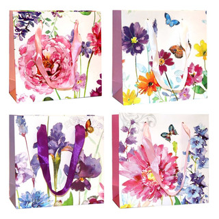 Пакет подарочный люкс (XS) «Цветы» 14.5х15х10 см, в ассортименте