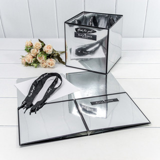 Пакет подарочный сборный 18х18х18 см, серебряный 2