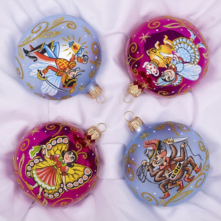 Набор 'Муха-Цокотуха' из 4-х елочных шаров, стекло, артикул С...