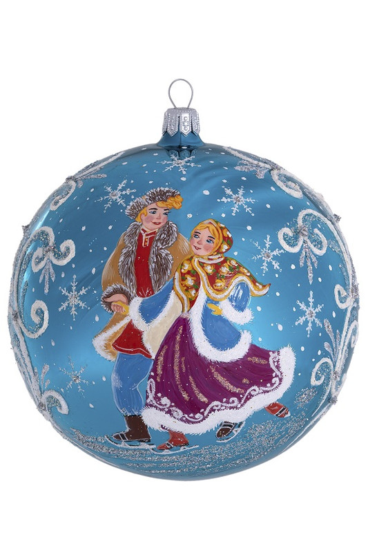 Шар 'Ледяные кружева', стекло, 115 мм, артикул С 2349