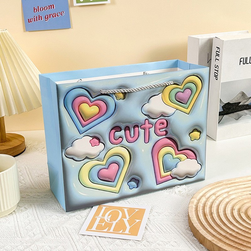 Пакет подарочный '3D drawings', 33х25х12 см, голубой