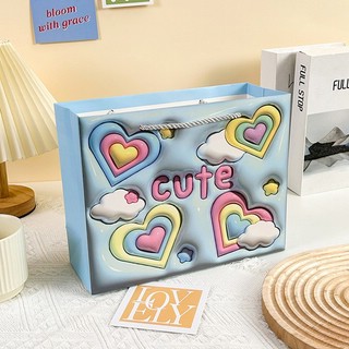 Пакет подарочный '3D drawings', 33х25х12 см, голубой