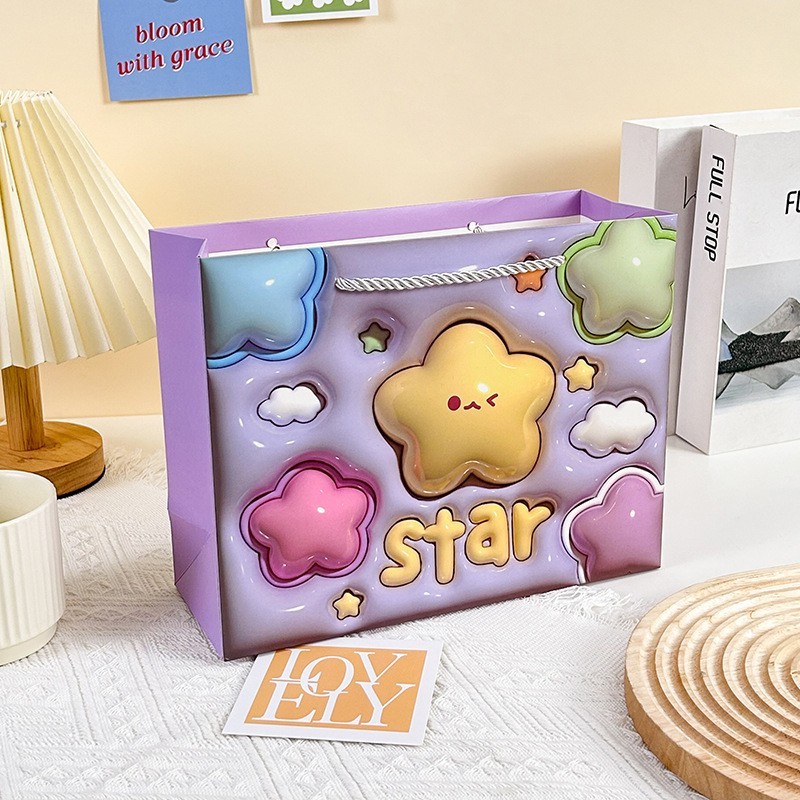 Пакет подарочный '3D drawings', 33х25х12 см, сиреневый