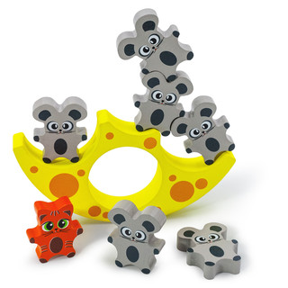 Балансир 'Кошки-мышки', 8 деталей, 12 карточек с заданиями, дерево, Alatoys 3