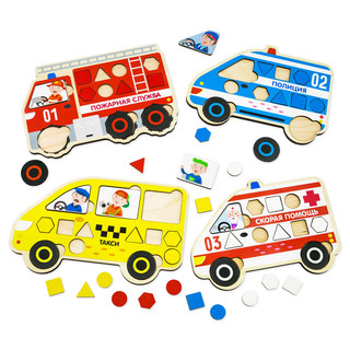 Сортер 'Транспорт', 4 предмета, 47 геометрических фигур, дере...