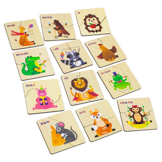 Пазл для малышей 'Зверушки' половинки, деревянный, Alatoys 5