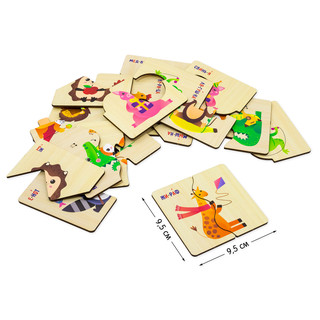 Пазл для малышей 'Зверушки' половинки, деревянный, Alatoys 8