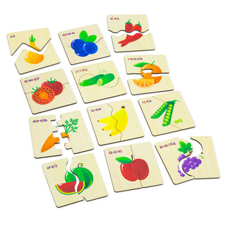 Пазл для малышей 'Фрукты' половинки, деревянный, Alatoys 2