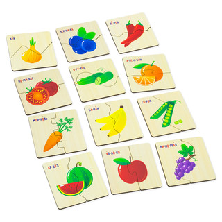 Пазл для малышей 'Фрукты' половинки, деревянный, Alatoys 3