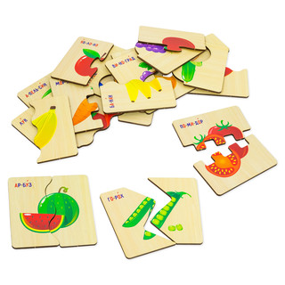 Пазл для малышей 'Фрукты' половинки, деревянный, Alatoys 5